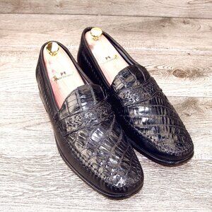 $499 Nordstrom Florsheim Imperial CAIMAN Alligator 12 D Black * add $15 Trees